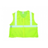 16374-3 LG, High Visibility Polyester ANSI Class 2 Safety Vest with 2 Silver Reflective Tape, Large, Orange, Mega Safety Mart